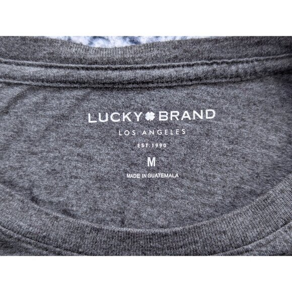 Lucky Brand Shirt Mens Medium Casual Lightweight Preppy City College Grunge Gray - Picture 10 of 11